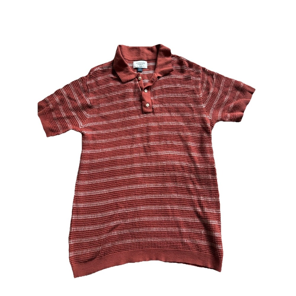 American Eagle Weekend Striped Sweater Polo Shirt Size Medium Tall